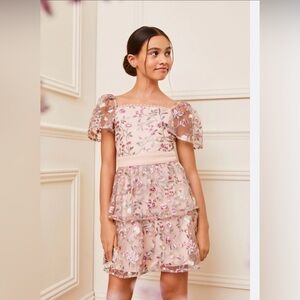 Lipsy girls gorgeous floral lace dress Age 11 Immaculate